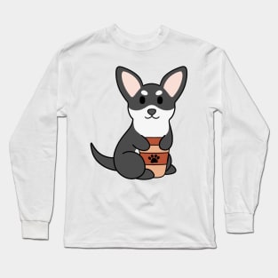 Black and White Chihuahua Coffee Long Sleeve T-Shirt